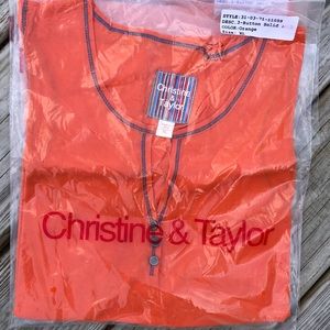 CHRISTINE & TAYLOR / 3 Button Raw Edge Tank Top - Orange / BRAND NEW IN PACKAGE!